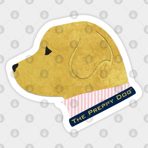 Preppy Dog Golden Retriever Pink Seersucker Shirt Sticker by emrdesigns